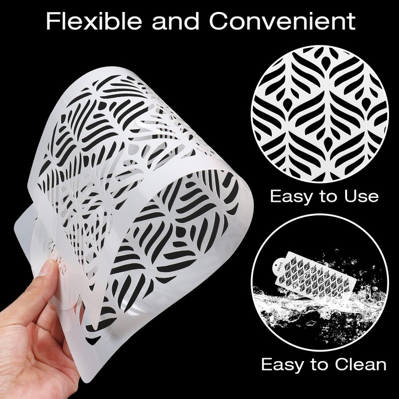 MAMUNU 6PCS Cake Decorating Stencils, 13.8 x 6 Inch Cake Stencils Decorating Buttercream, Spray Floral Cake Stencils Templates, Plastic Cake Molds for Fondant Baking Dessert Birthday Wedding Cake Decoration - Image 3